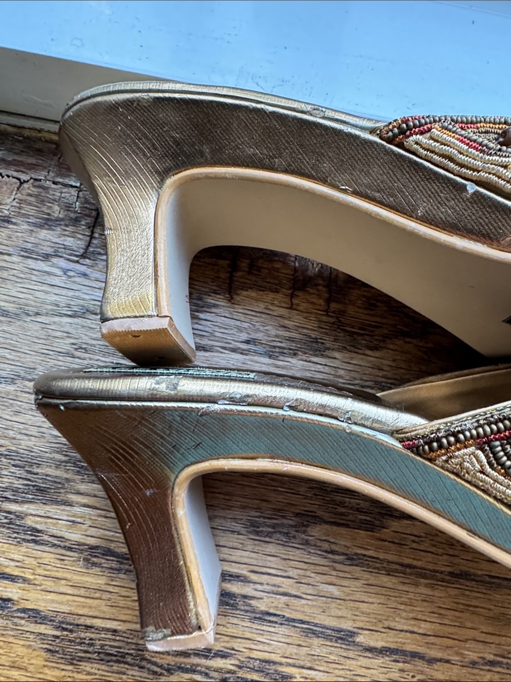 Lee Chung Gold Beaded Women's Slip-On Mules - Picture 7 of 9